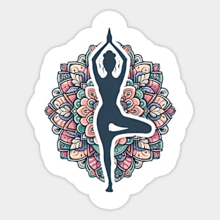 Mandala Tree Pose Sticker